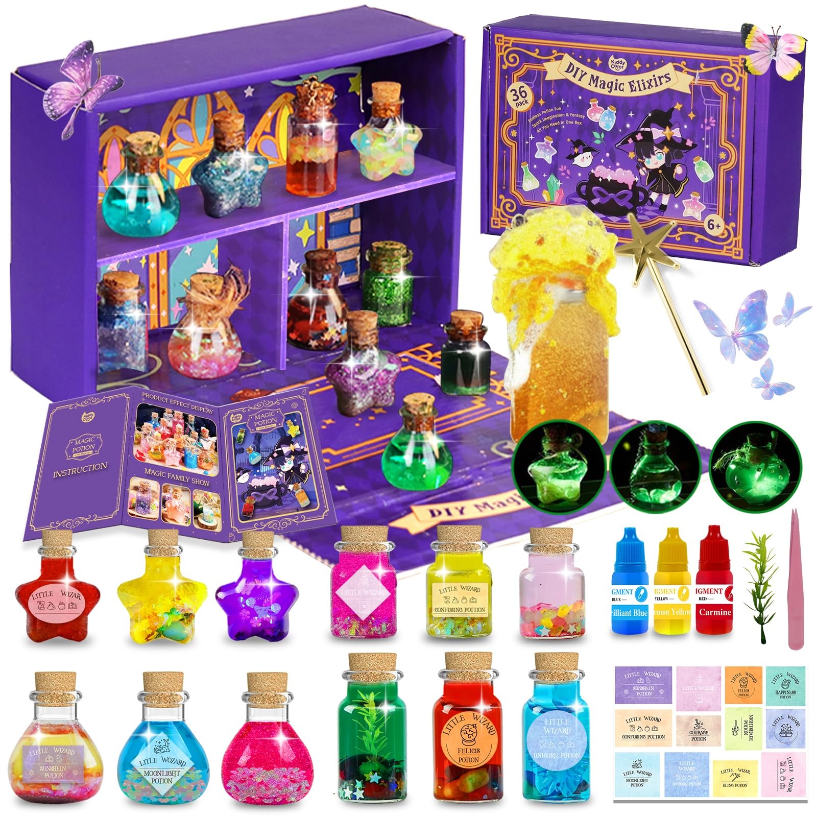 KIDDYCOLOR Magic Potion Kit for Kids - 12 Mixed Fairy 12 Potions, Multicolor