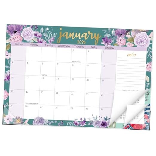 Desk Calendar 2026, Large Desk Top Calendar 2026, 18 17"W x 11.5"H Jan Green