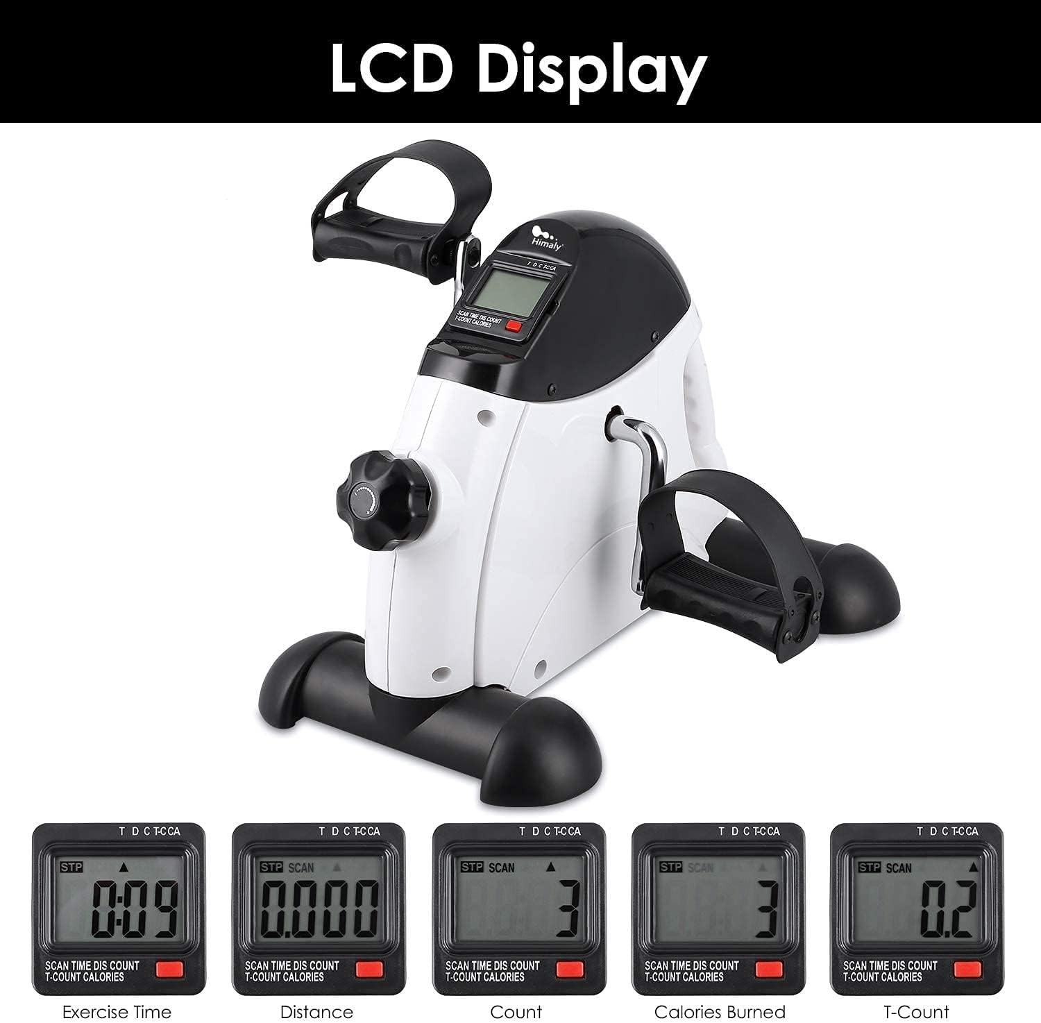 Compact Portable Pedal Exerciser with Digital LCD Display for Arm & Leg Workouts