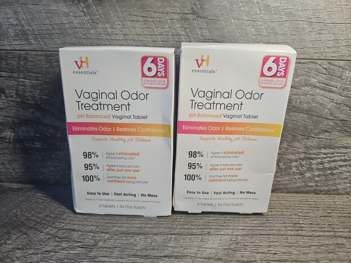 2-Pack VH Essentials Vaginal Odor Treatment pH Balanced Vaginal Tablets, 6 Count