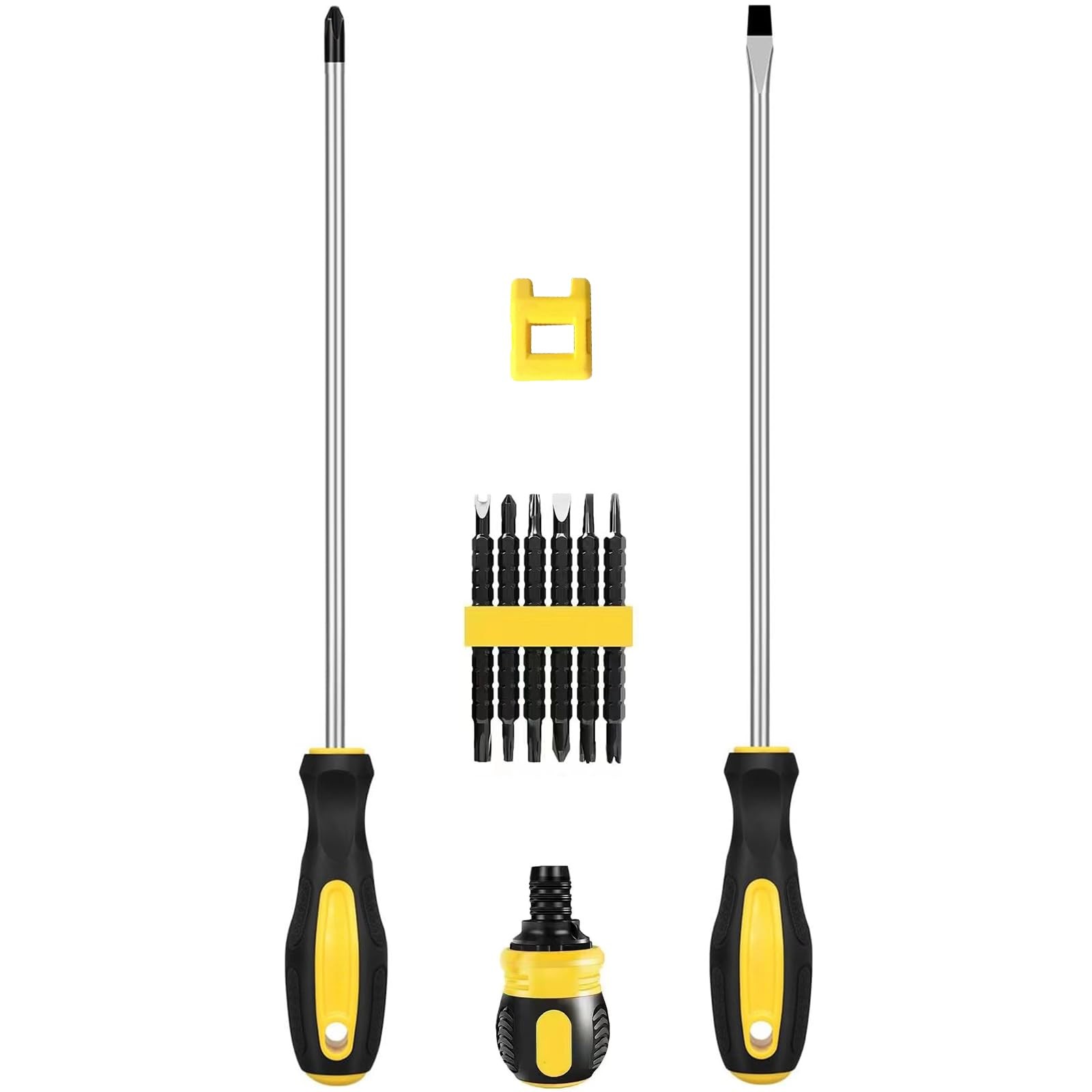 10pcs Long Magnetic Screwdrivers with Ratchet Set, 10" PH2 SL6