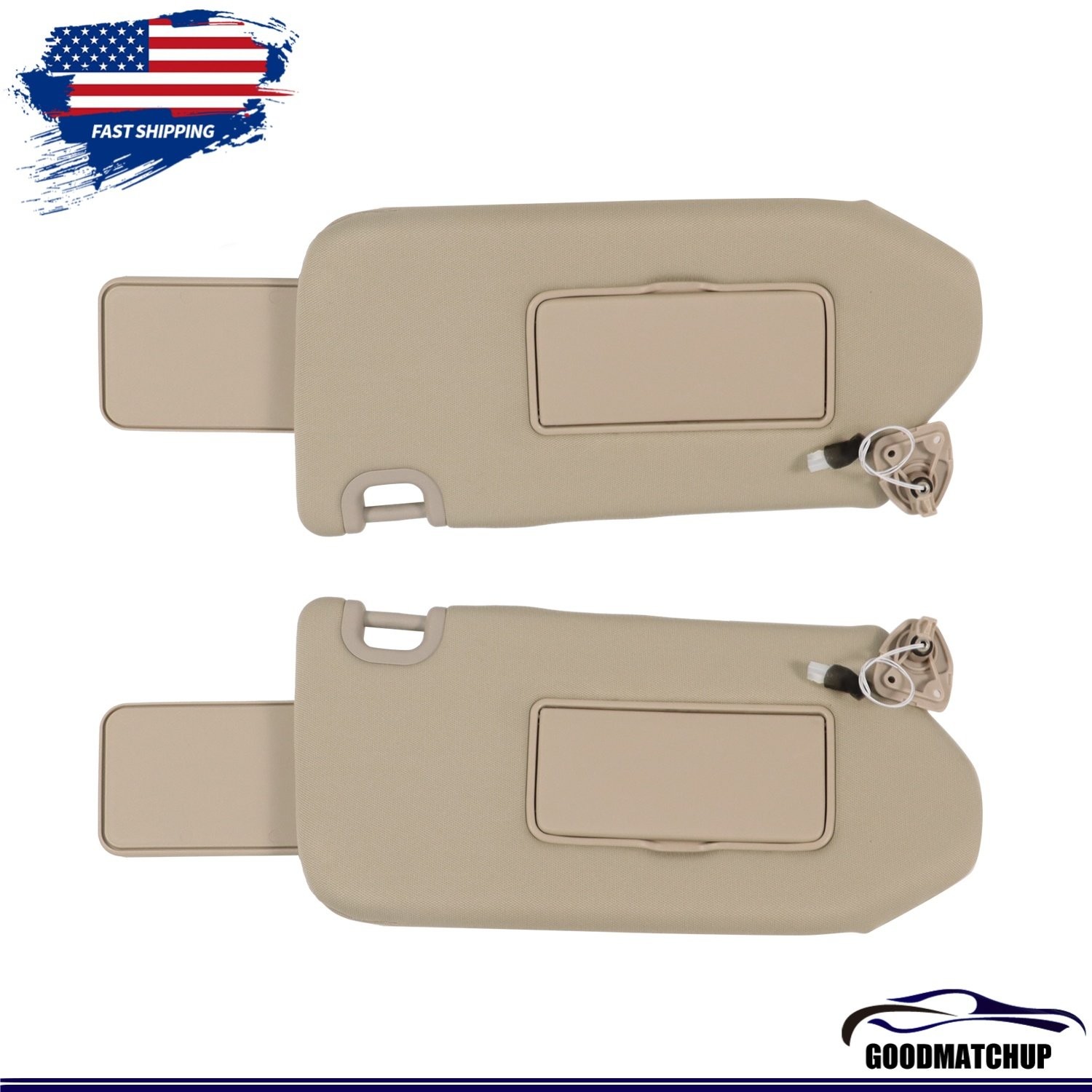 Pair LH&RH Sun Visor For 2013-18 Nissan Pathfinder /14-17 Infiniti QX60 W/Lamp
