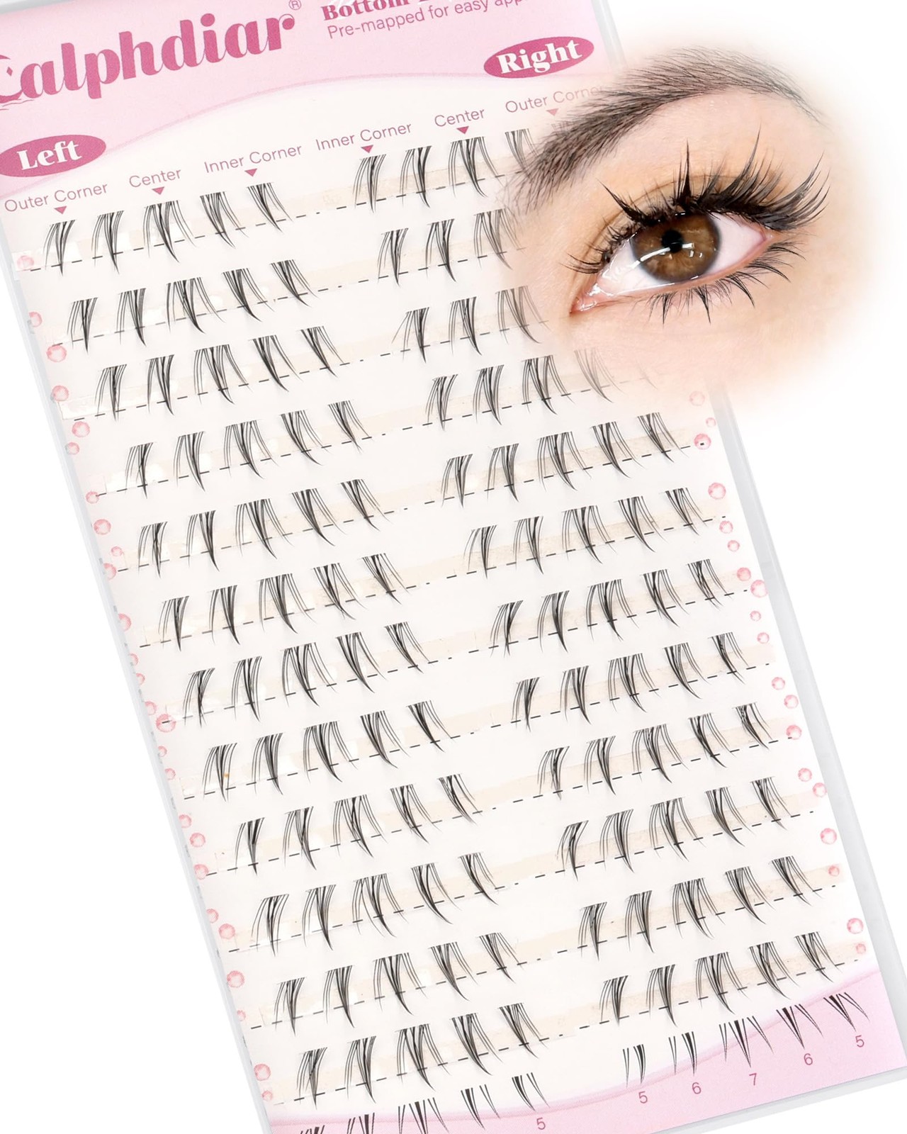 Calphdiar Bottom Lashes Natural 5-7MM 1 count (Pack of 1), Black