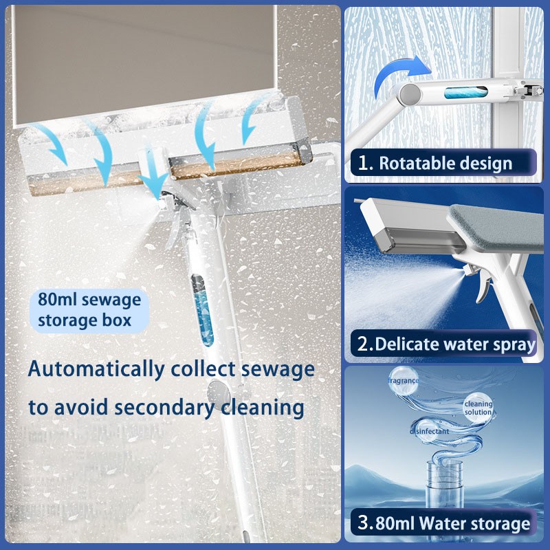 3 in 1 Squeegee Window Cleaner Cleaning Extension Pole Car Home Kitchen Window