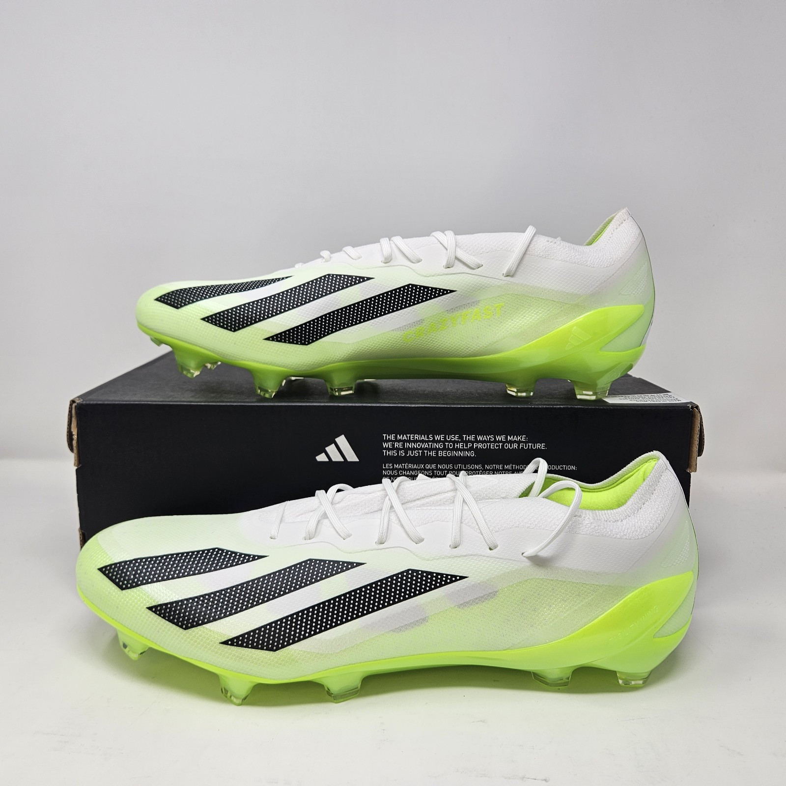 Men's Adidas X Crazyfast.1 FG 'White/Green' Soccer Cleats / HQ4516 / Size 13