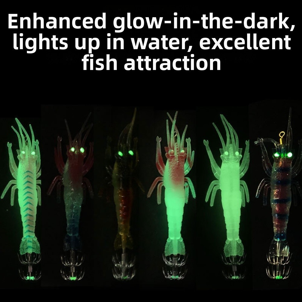 10cm UV Glow Squid Jig 10g Soft Shrimp Lure with 6 Color Options for Fishing