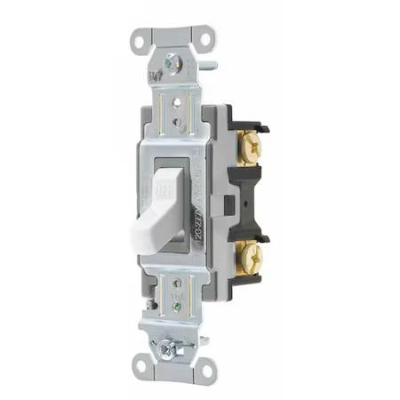 Hubbell Wiring Device-Kellems Csb115w Wall Switch, 15A, Wht, 1/2 Hp, 1-Pole