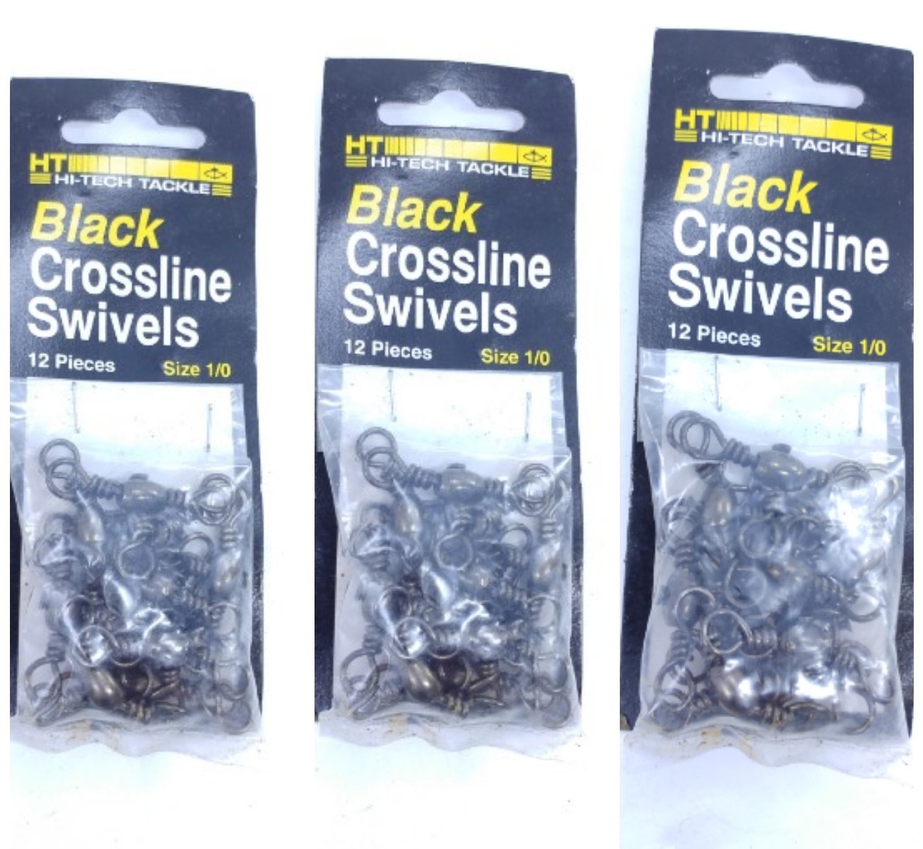 Hi-Tech Tackle Black Crossline Barrel Swivels size 1/0 36 Count Packs USA SELLER