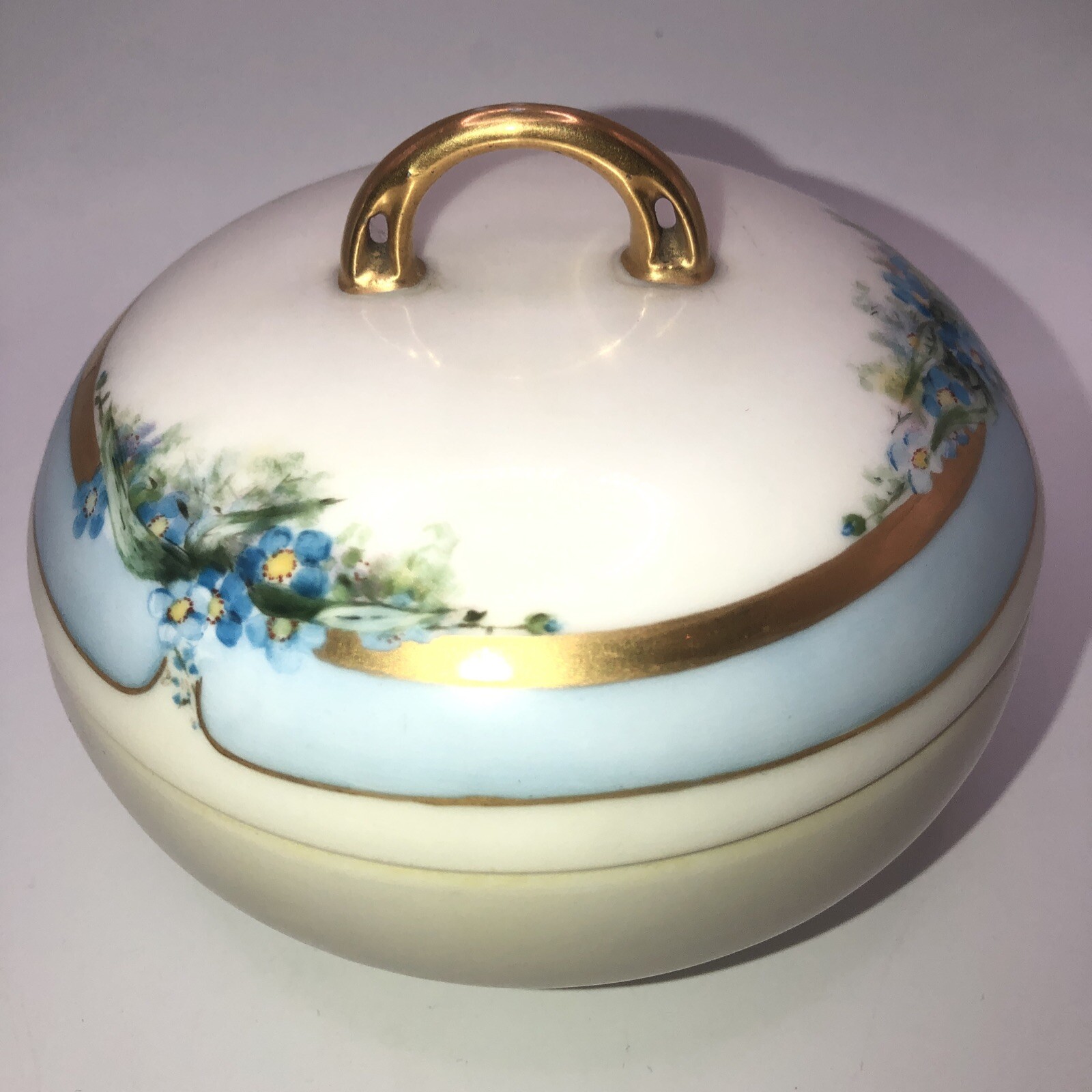 Vintage H C Royal Bavaria Dish Floral Cream Gold Excellent