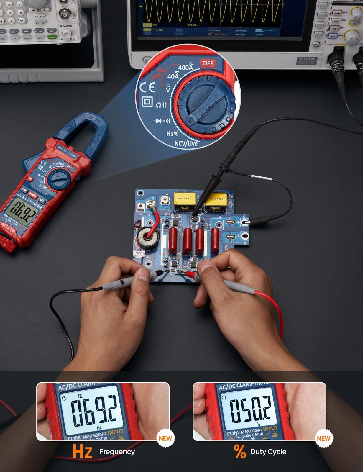 AstroAI Digital Clamp Meter Multimeter 4000 Counts Auto-ranging Amp Tester Me...
