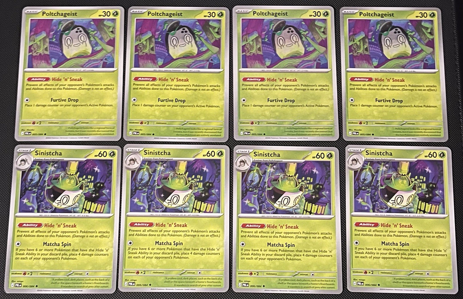 4x Poltchageist 005/084, Sinistcha 006/084 x4 Pokemon Evolution Playset NM