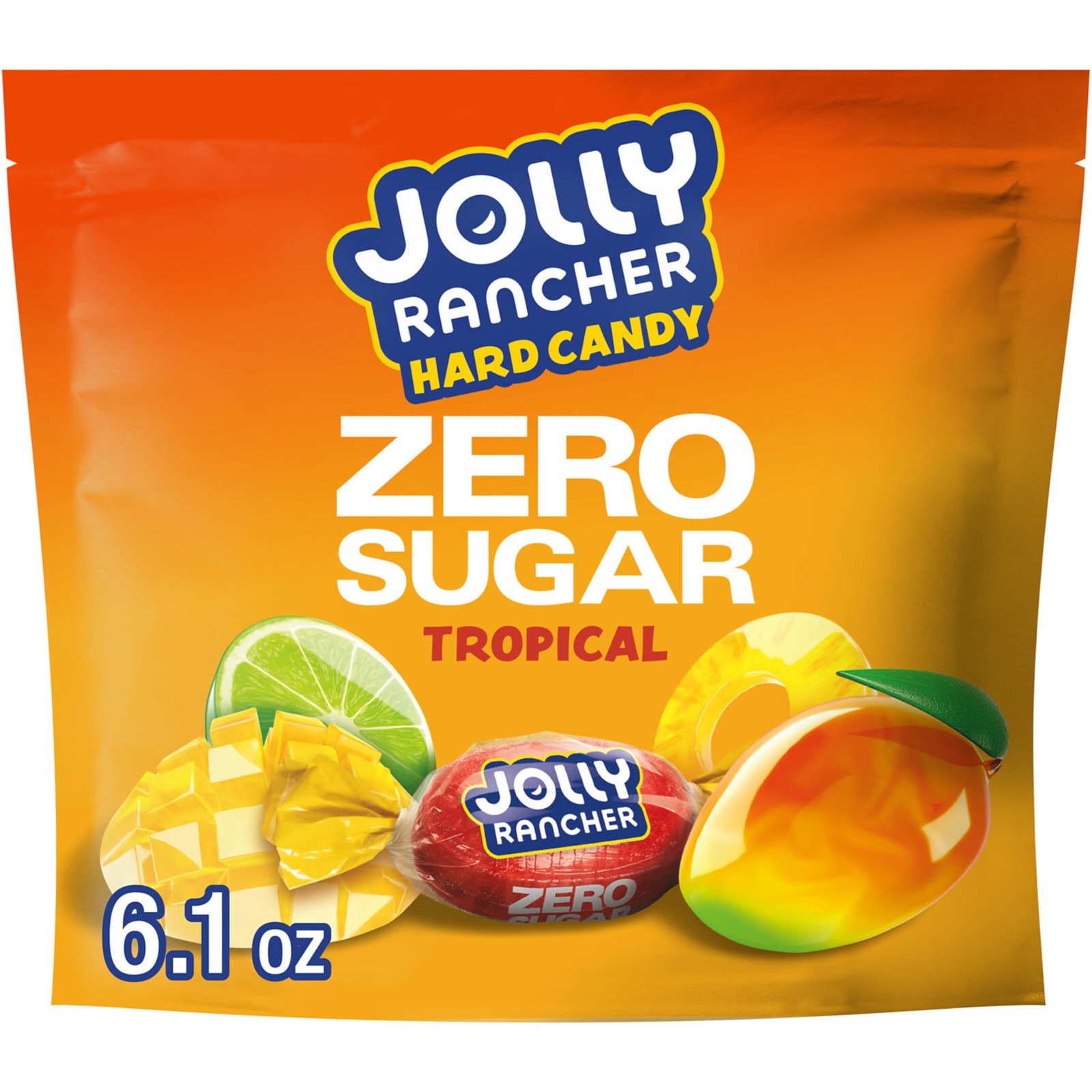 JOLLY RANCHER Zero Sugar Tropical Fruit Flavored Hard Candy Bag, 6.1 oz Multi