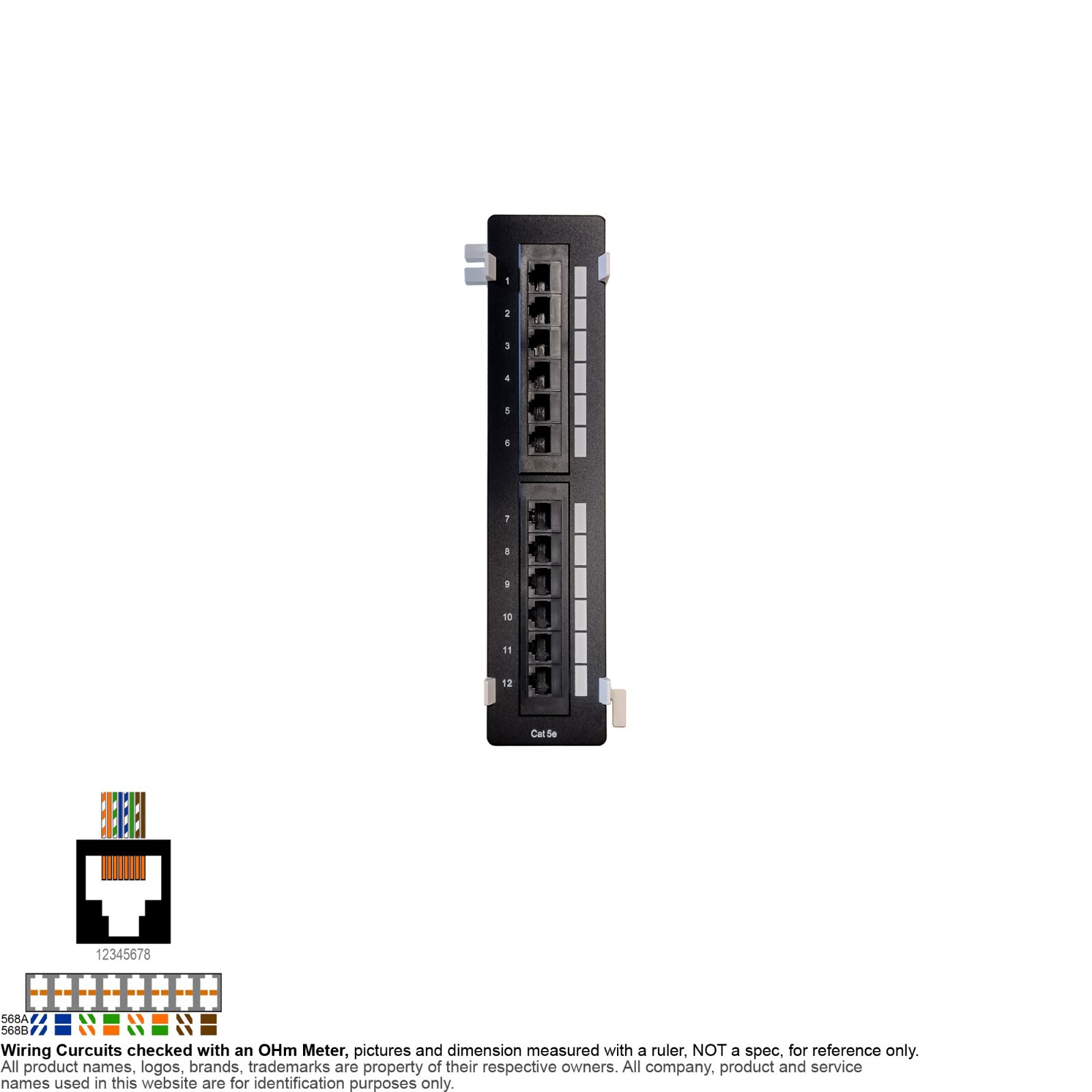 Patch Panel RJ45 8P8C 12-Port C5e B89 Bracket Vertical Wall Mount UL E145249
