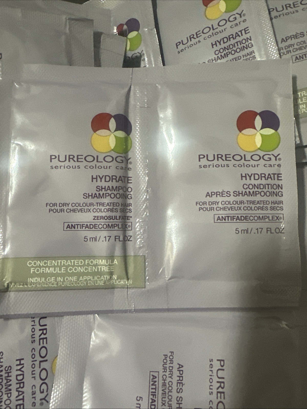 10 X Hydrate Shampoo & Conditioner Duo Packets  Pureology 5ml