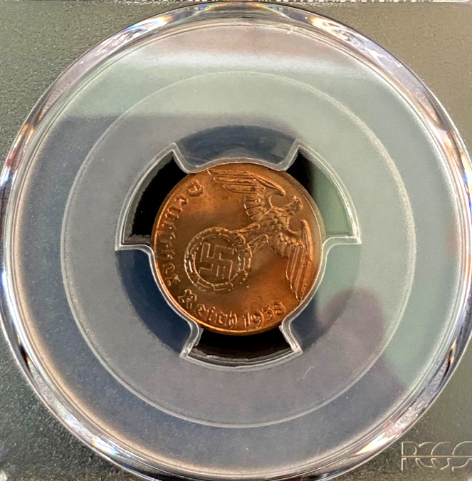 1938-J Germany WWII Era 1 Pfennig PCGS MS64RB Third Reich Coin