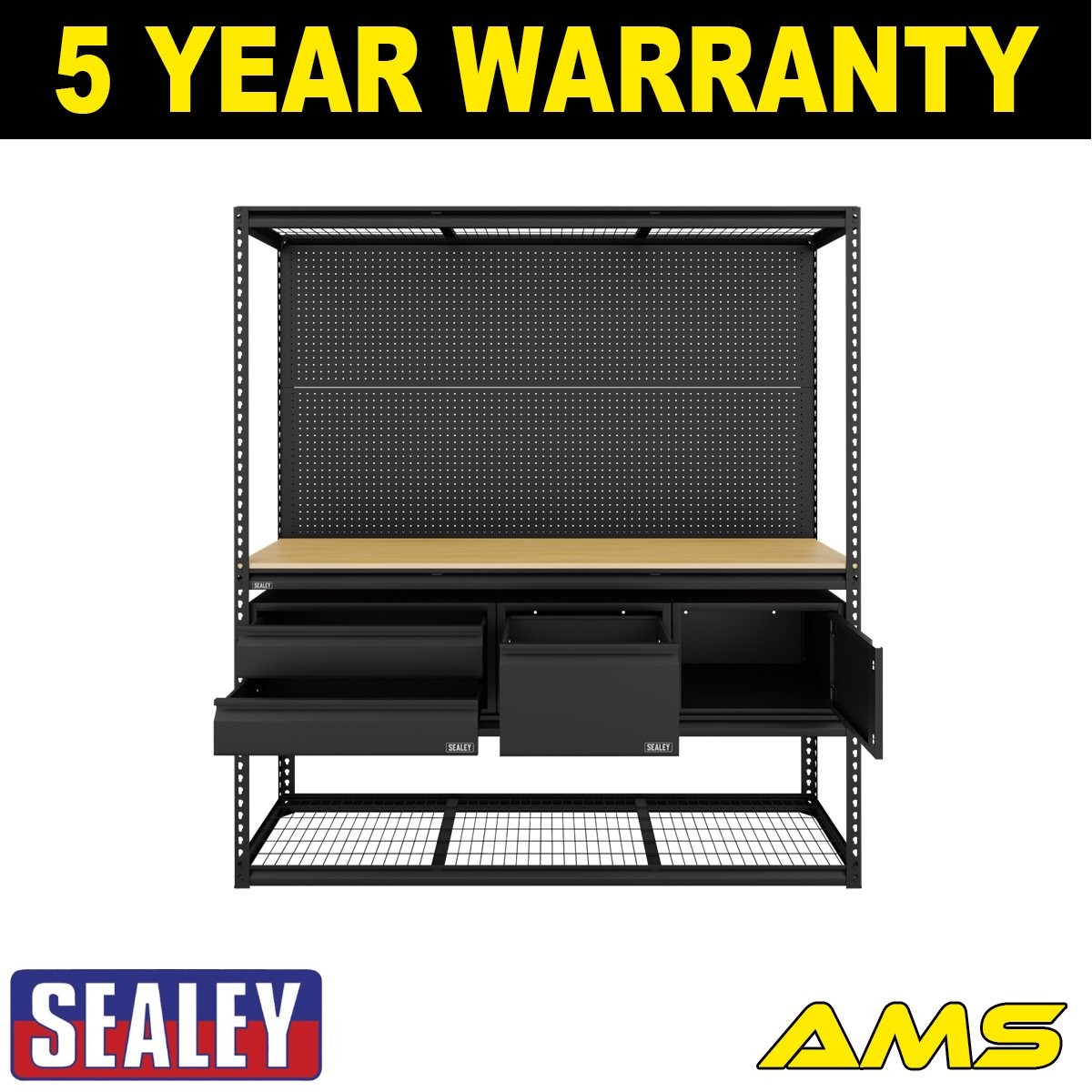 Sealey Heavy-Duty Modular Workbench & Racking Kit with 3 Storage Units