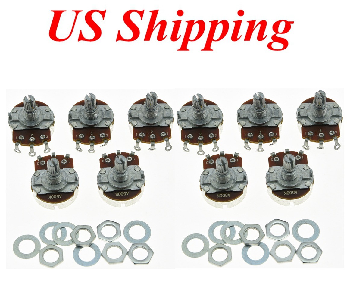 10pcs A500K Large Audio Guitar Pots with Short 15mm Shaft 500K Potentiometers
