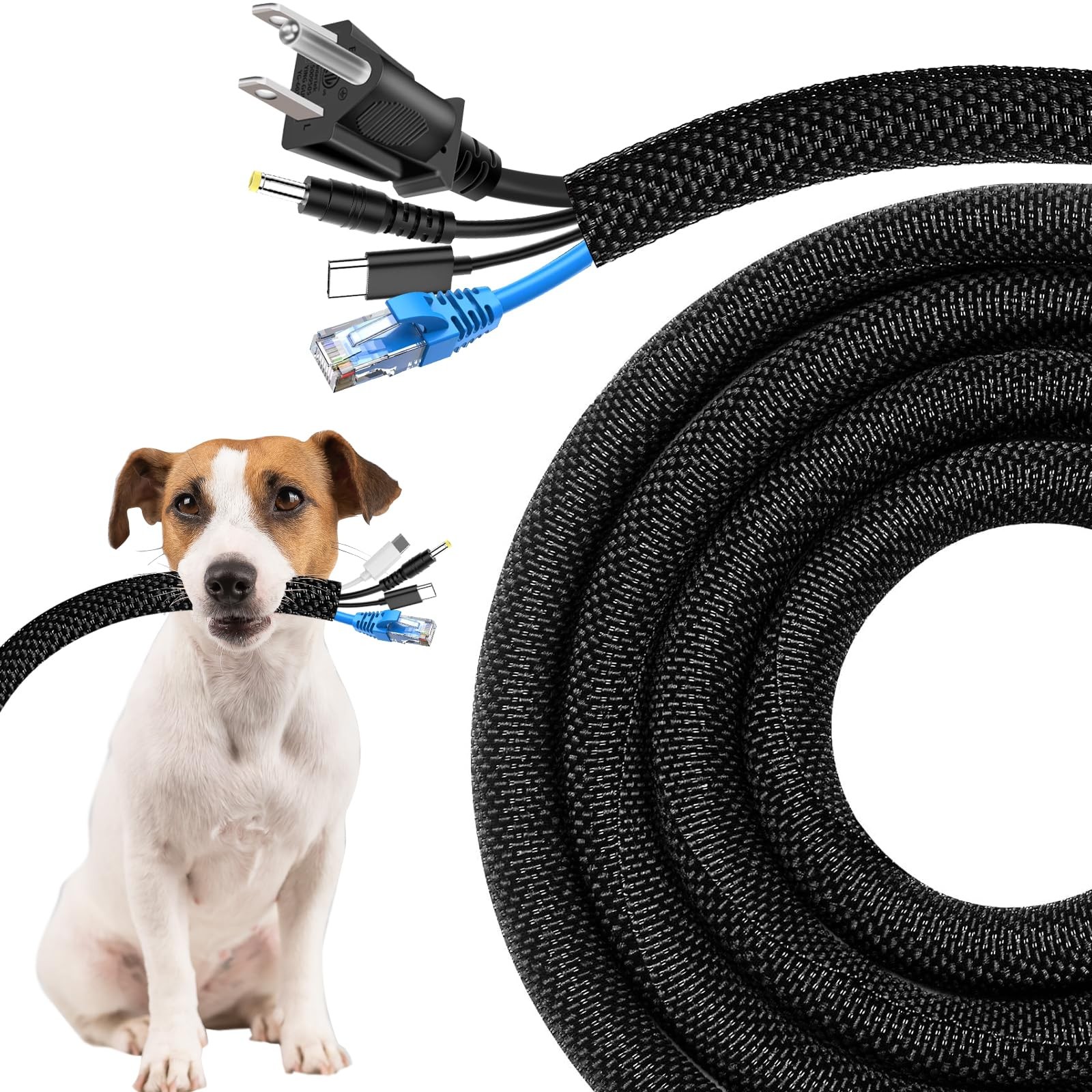 Secbolt Chew-Proof 10ft x 1/2in Cable Protector - Bite-Resistant Black for Pets