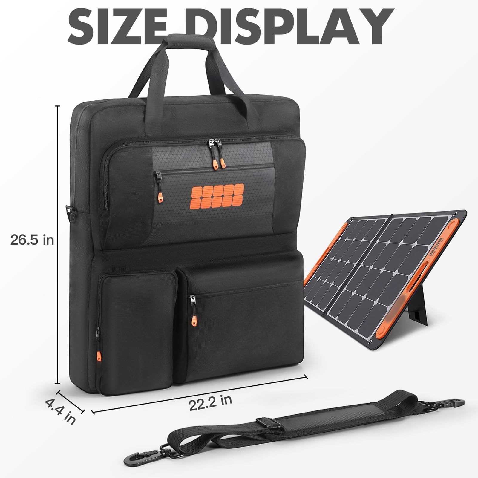 Padded Solar Panel Carrying Case Compatible with Jackery Black+Orange
