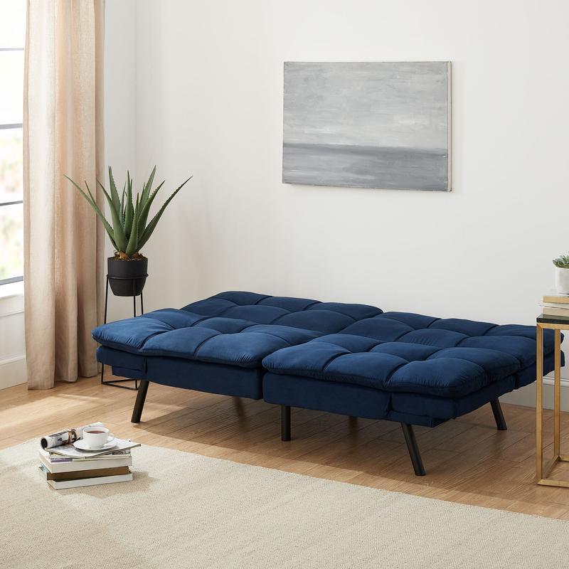 Memory Foam Futon Sofa Bed Split-Back Design Adjustable Armrests Easy Assembly