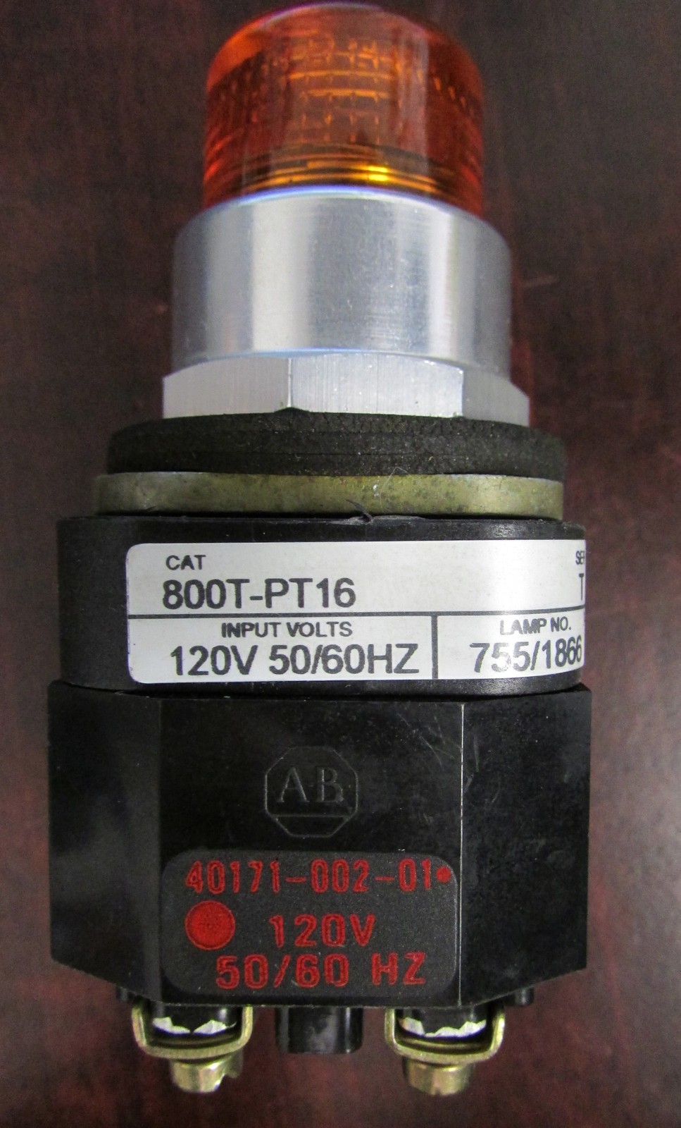 ALLEN BRADLEY Push to Test Amber Pilot Light  800T PT16A