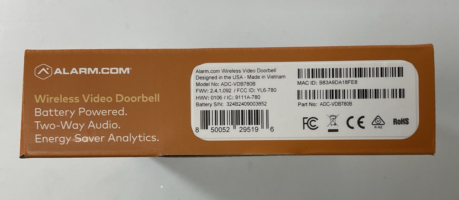 Alarm com Smart Wireless Doorbell Chime Kit ADC-VDB780B