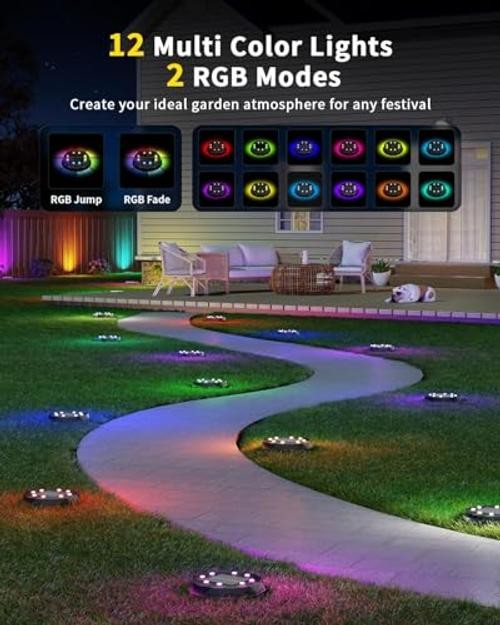 Solar Ground Lights with Remote, Color Changing Solar Disc Lights 10 Pack