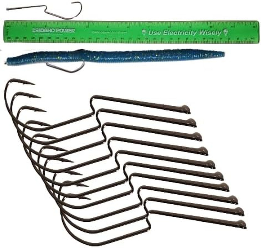 Light Wire Long Shank Neck EWG Offset Worm Hook Wide Gap Swimbait Weedless Fishi