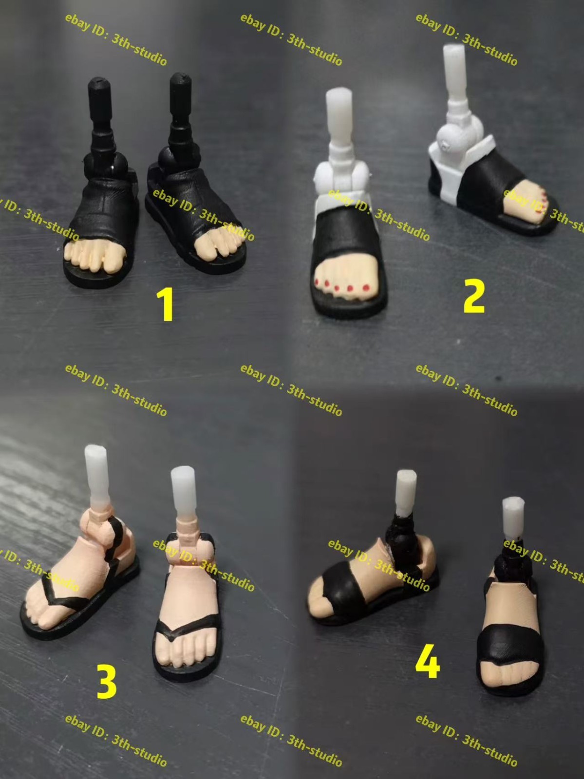 Custom Akatsuki Sasuke Obito Naruto Feet/Shoes  for 1/12 scale SHF  figure