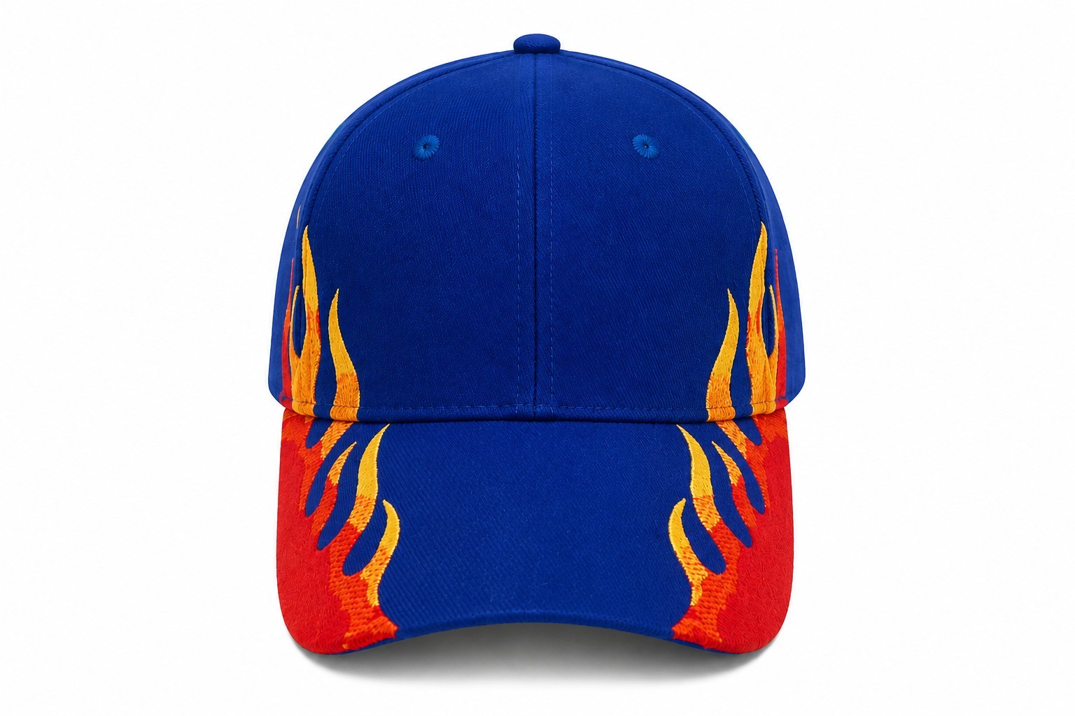 Blue Baseball Hat With Flames