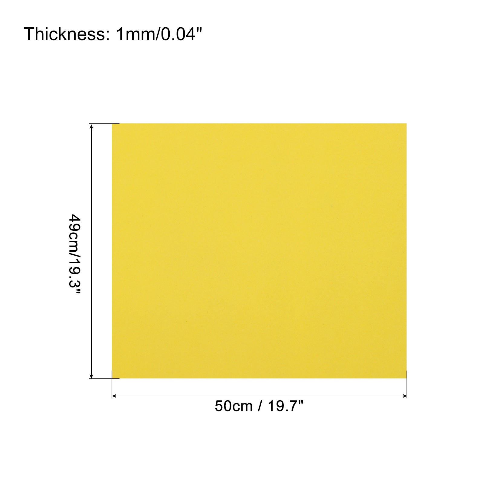 EVA Foam Sheets Lemon Yellow 19.7 Inch x 19.3 Inch 1mm Thick Crafts Sheets 5Pcs