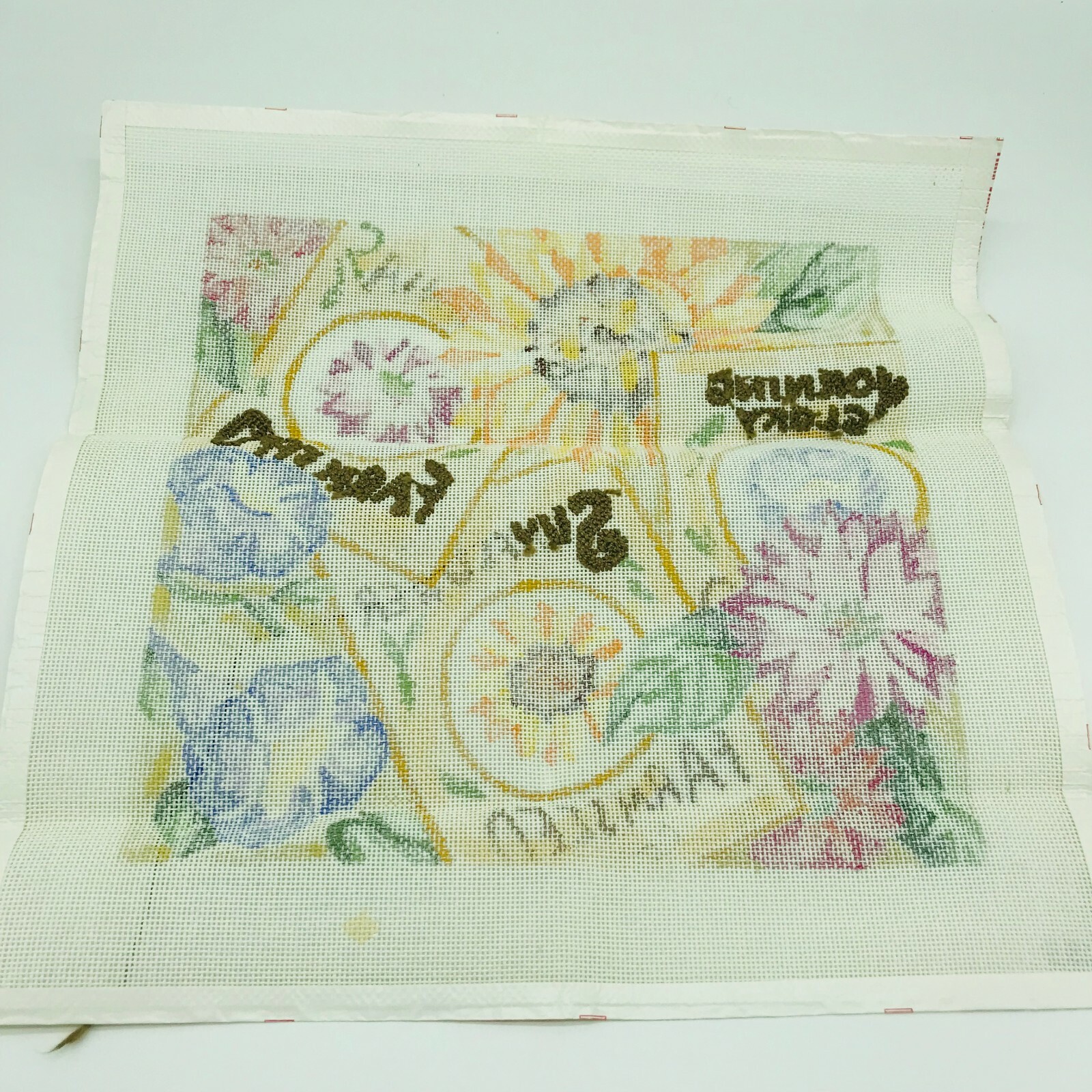 Hand Painted Needlepoint Canvas Seed Packets Flowers Sun Zinnia Morning Glory