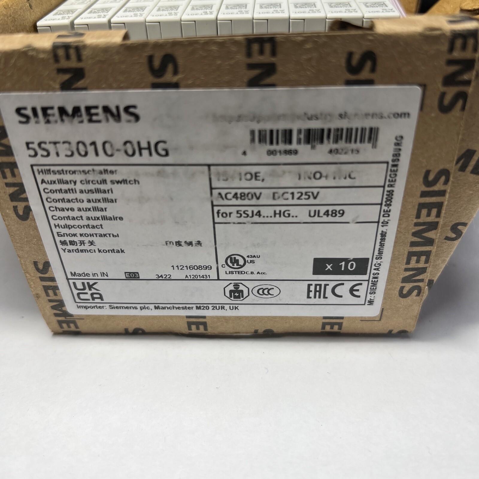 10 Pack Siemens Circuit Switches 5ST3010-0HG