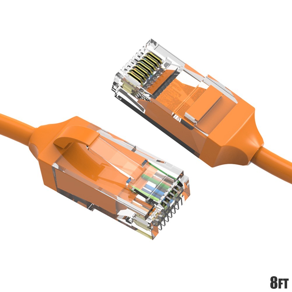 8FT CAT6 RJ45 Slim Ethernet LAN Network Patch Cable UTP Copper Wire 28AWG Orange