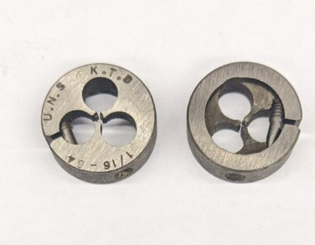2 Kromhard 1/16"-64 UNS Round Dies 13/16" OD Screw Adjustable Die CS USA