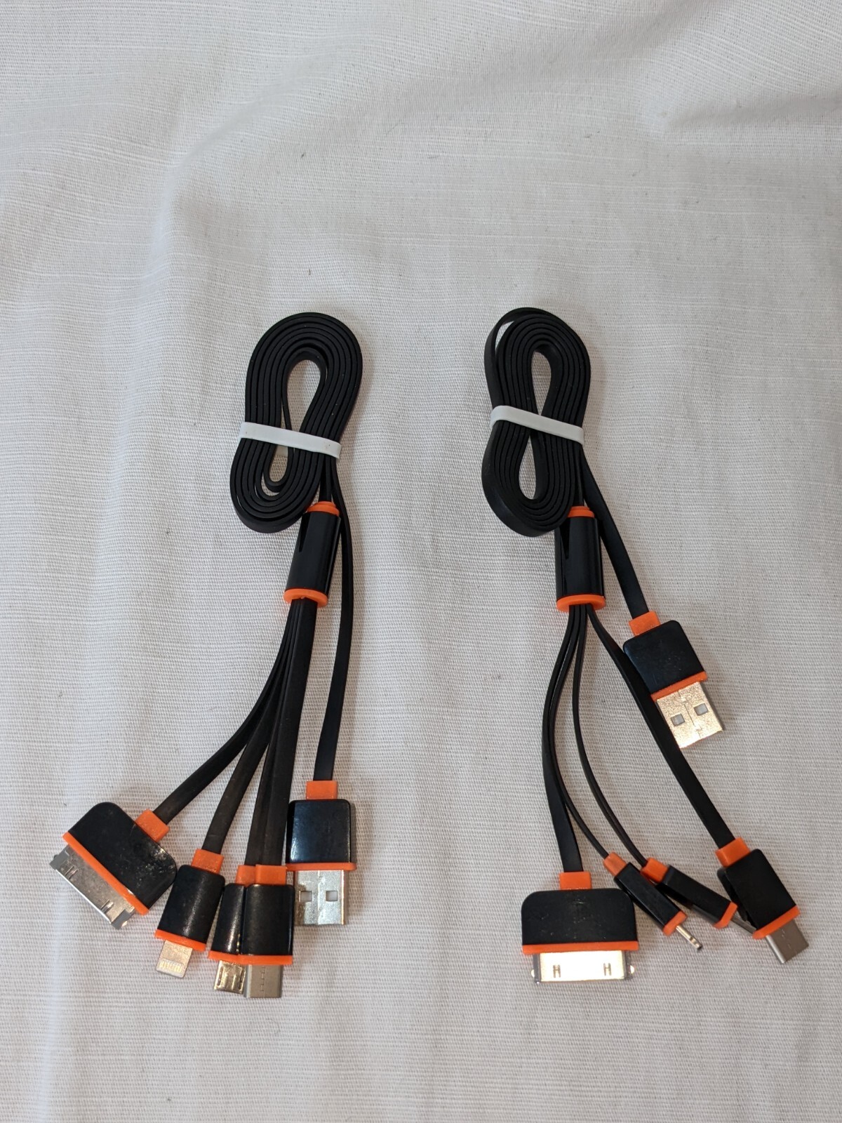 2 Pack IVVO 4x Multi Ended USB Cables: 30-pin, USB-C, Micro-USB, 8-Pin, 40"