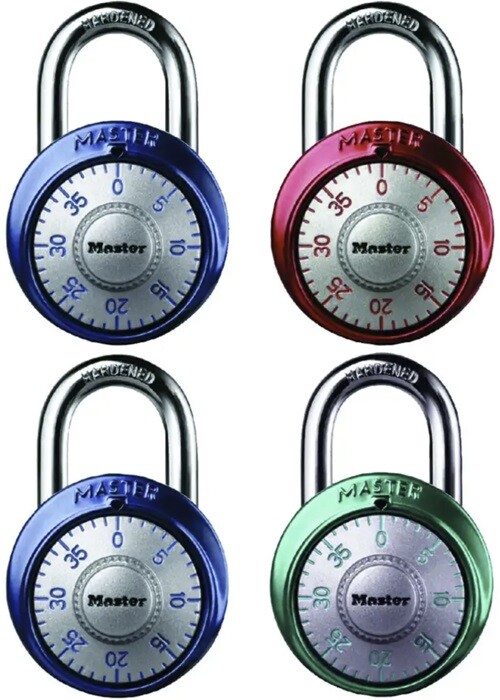 Master Lock Co 1561DAST Assorted Color 1-7/8" Dial Combination Padlocks