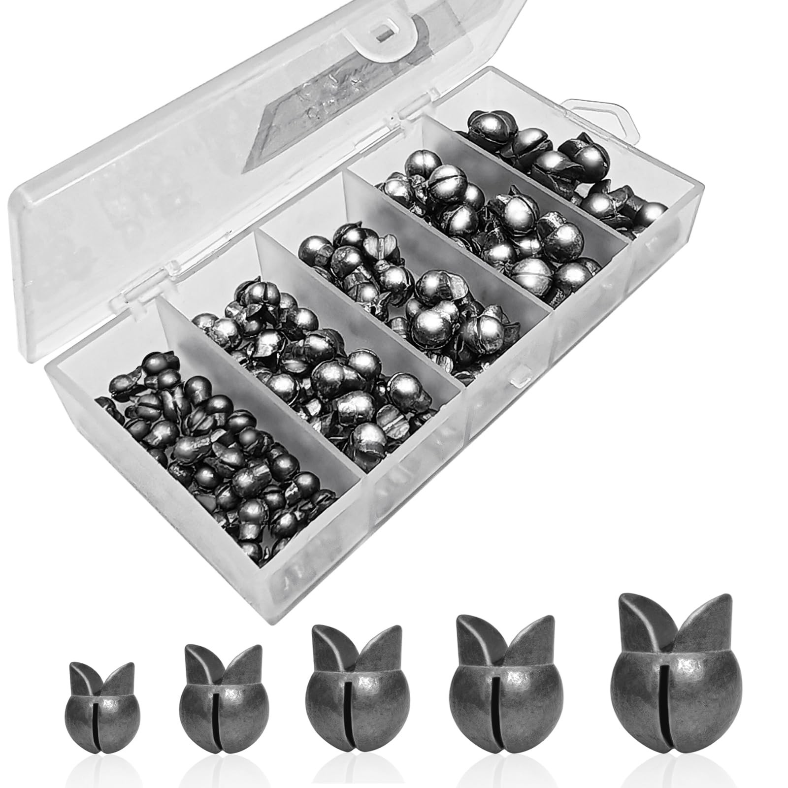 SANWEAL120PCS/200PCS Fishing Weights Sinkers - Premium 120PCS/5 SIZE, BLACK