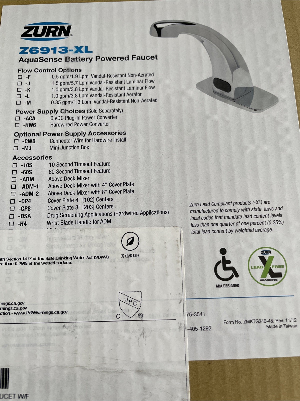 Zurn AquaSense Deck-Mount Sensor Faucet - Chrome (Z6913-XL)