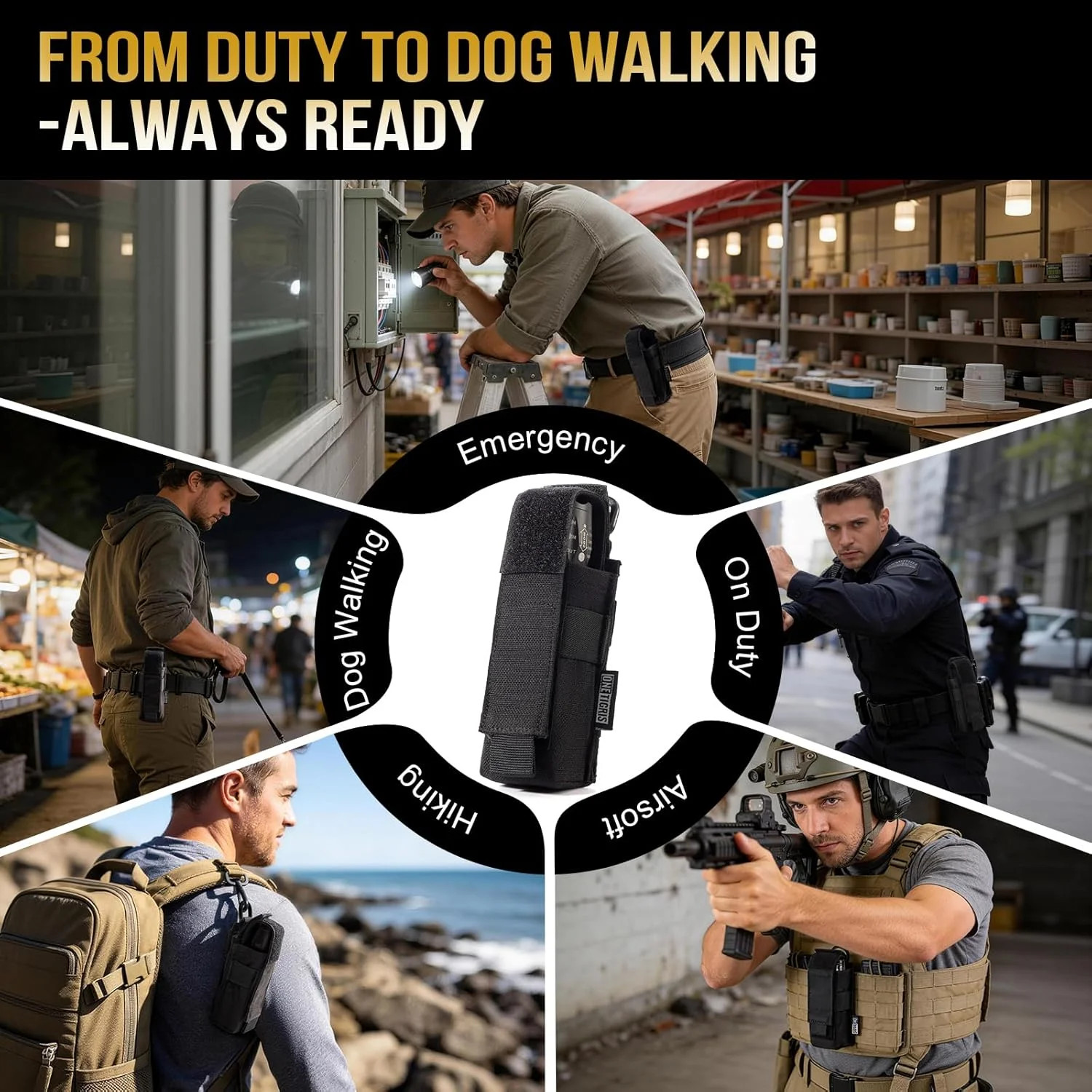 OneTigris Flashlight Holster Flashlight Holder Molle Flashlight Holster Tactical