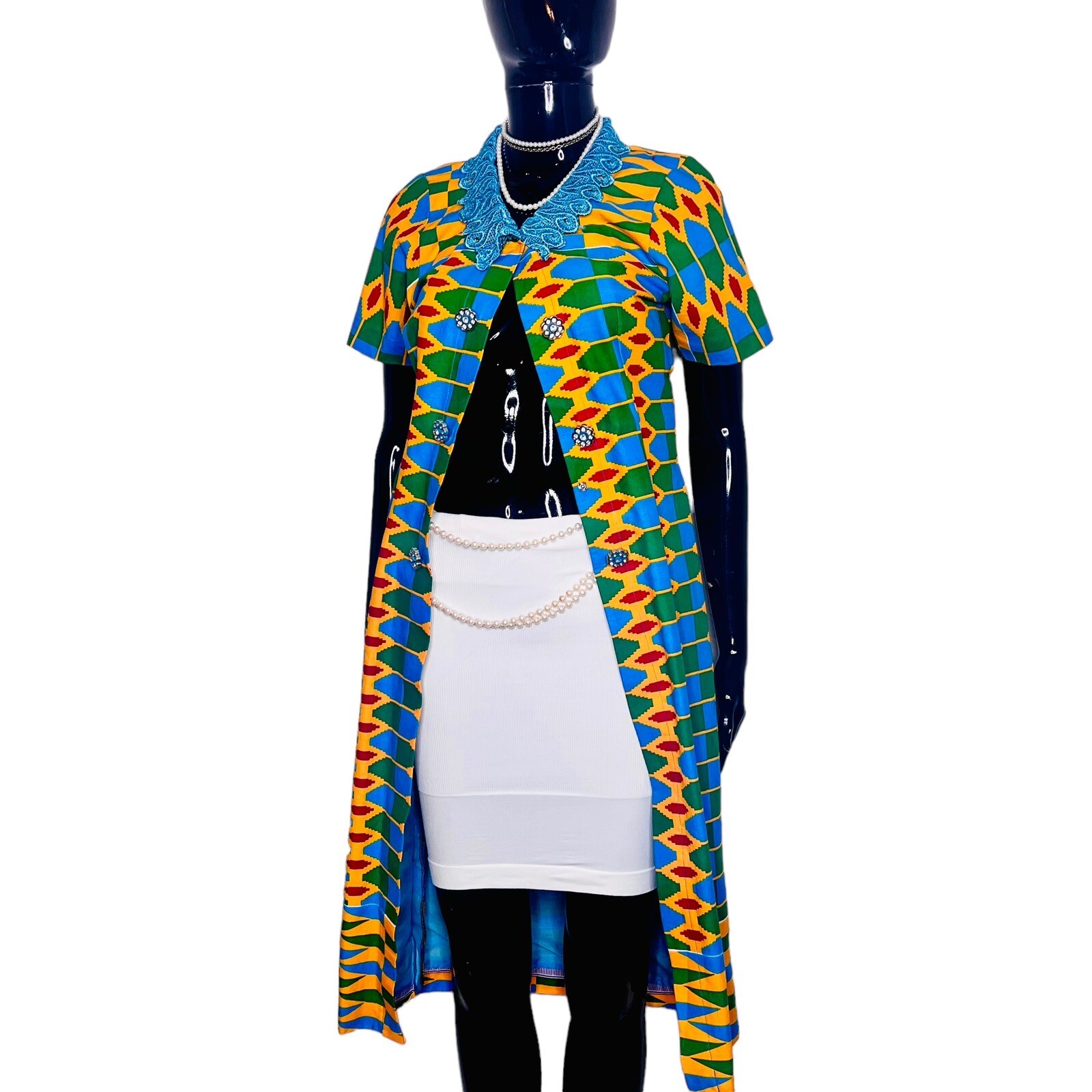 Ghana Print Africa Multicolor Short Sleeve Blazer/ Blouse
