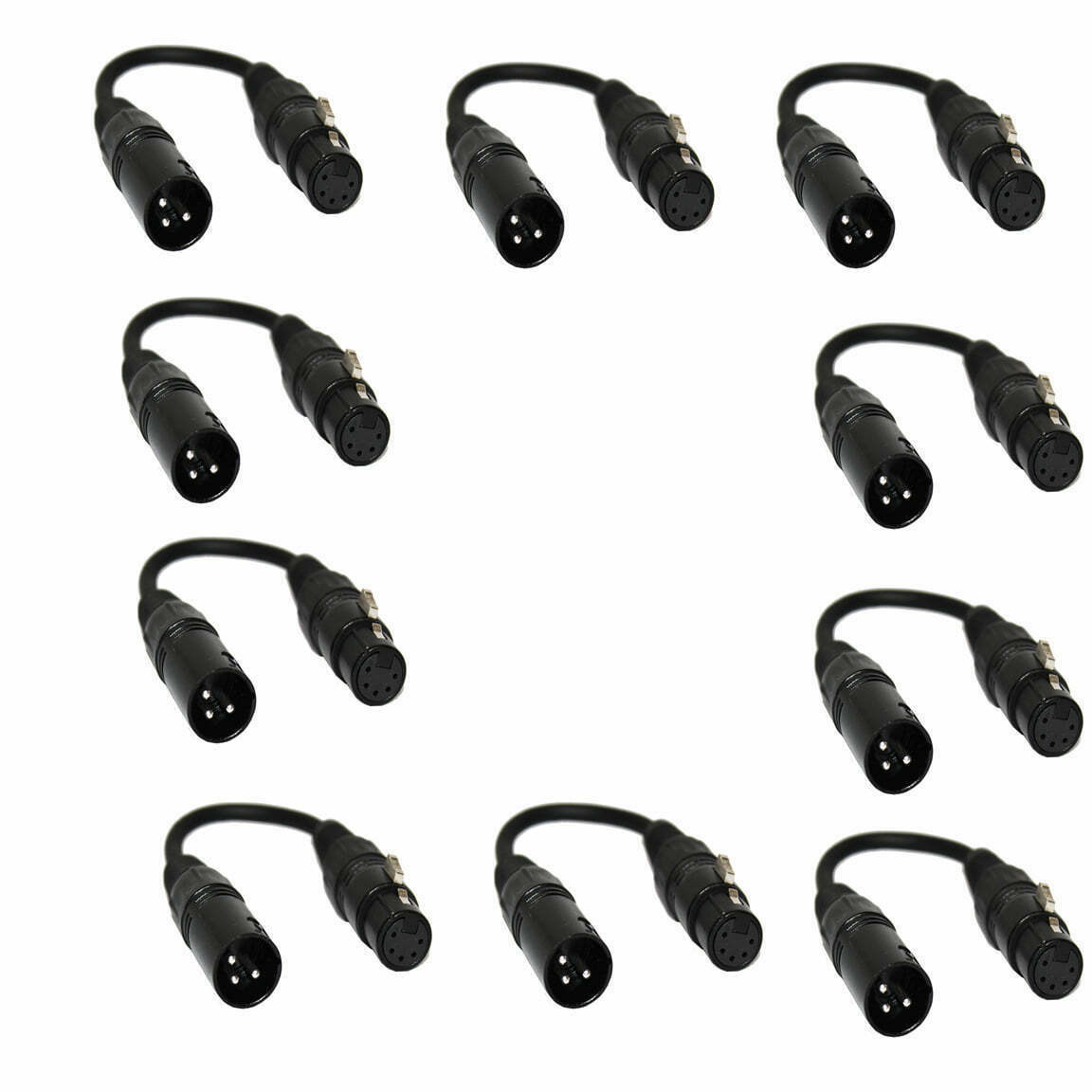 10 Pack DMX Adapters cables 3 Pin male To 5 Pin female