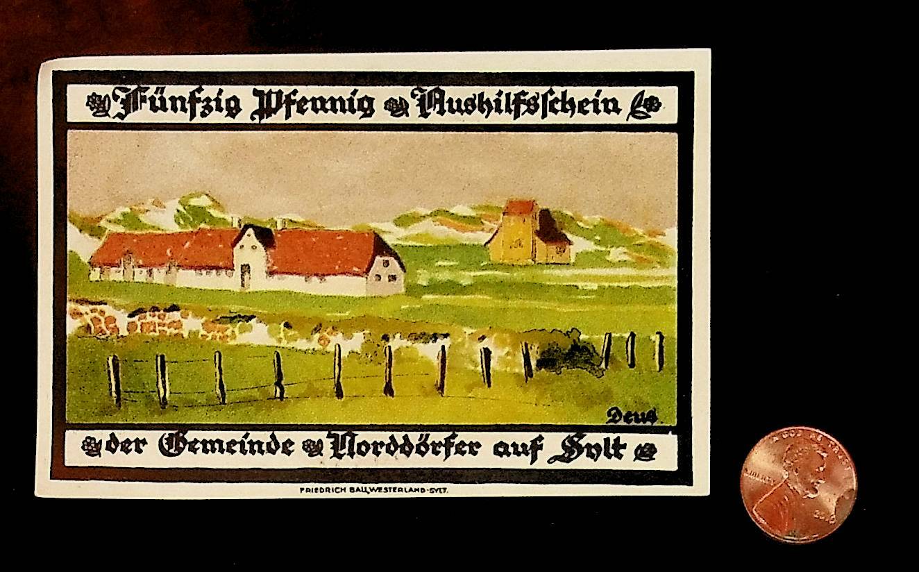 1921 Germany WENNINGSTEDT 50  Phennig Banknote / Notgeld