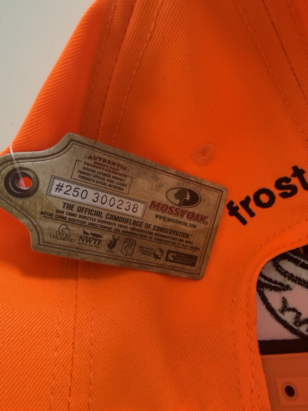 NWT Mossy Oak Orange Camouflage Adjustable Ball Cap Breathable Cotton Blend