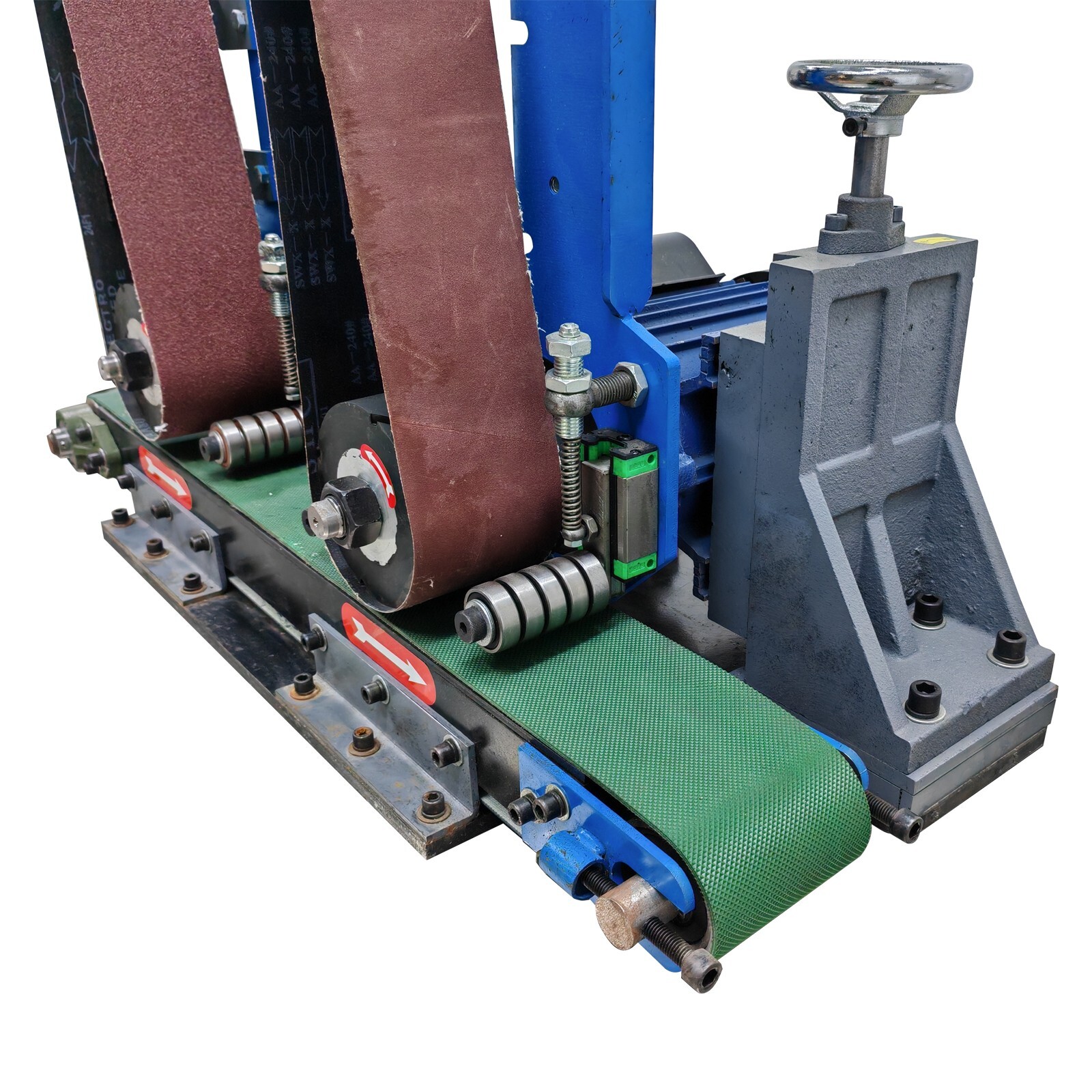 2Station Belt Sander220V Flat Rust Drawing Deburring Polishing Grinder Sharpener