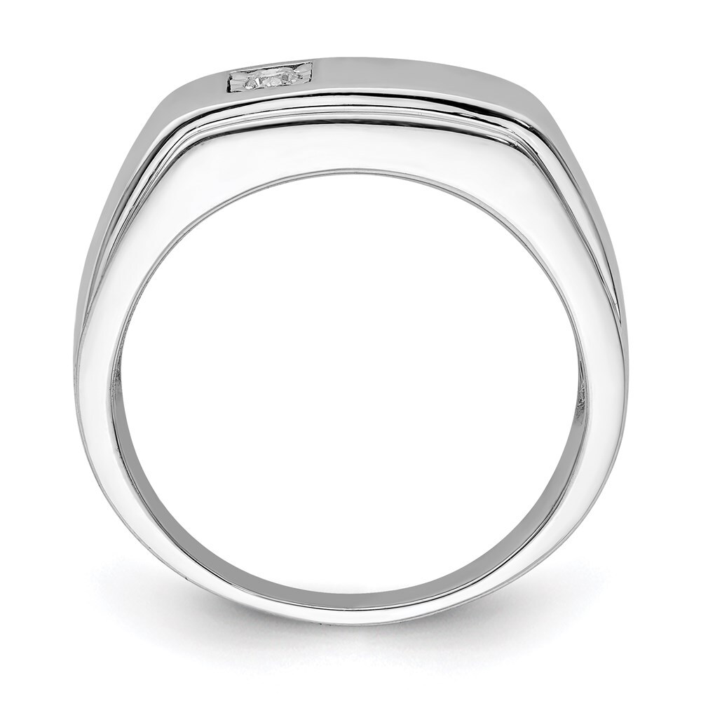 Sterling Silver Rhodium Plated Men's Polished Diamond Ring