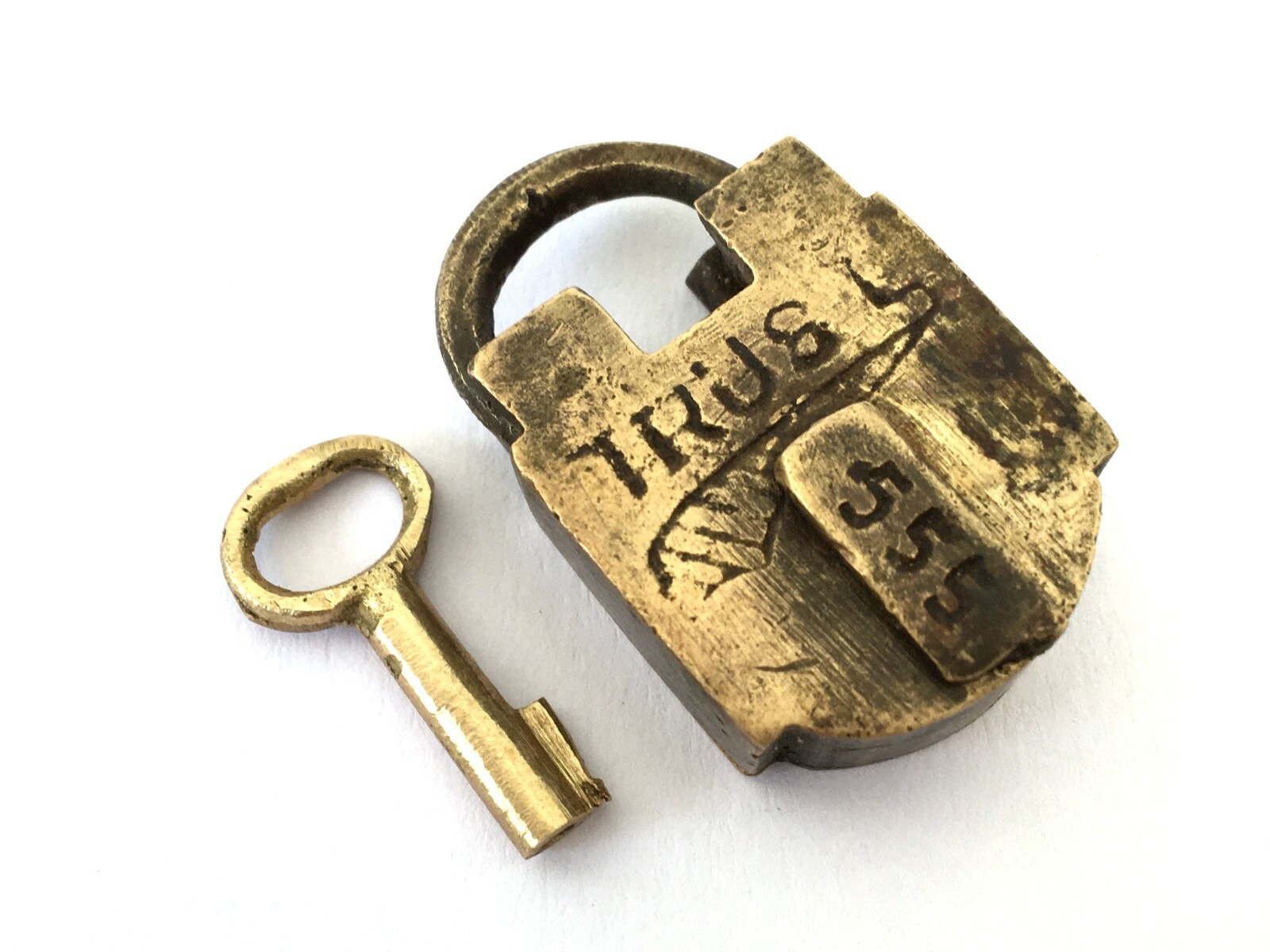Lock Vintage Brass Padlock With Key Rich Patina Small Collectible Trust