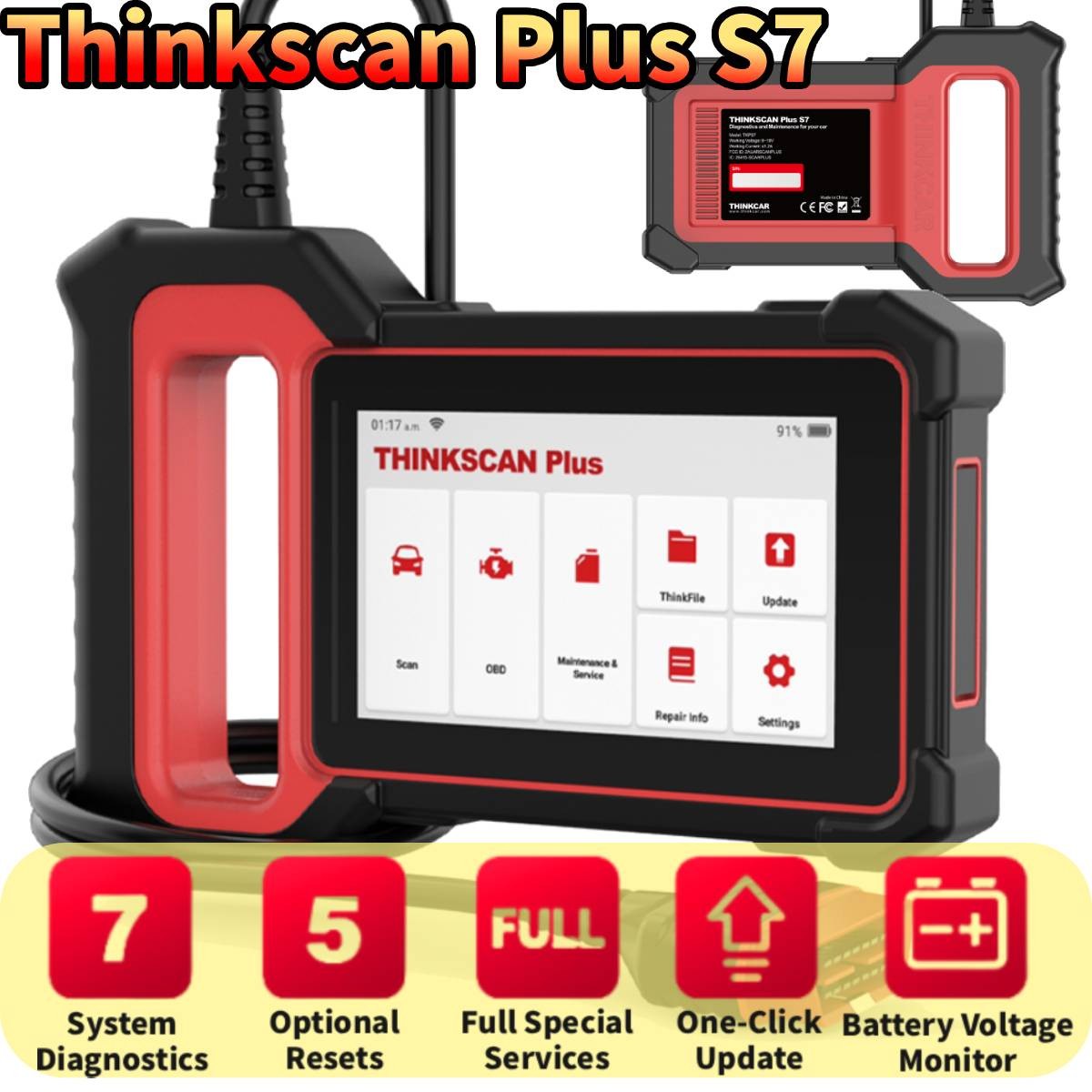 Thinkscan Plus S7 Auto Diagnostic Tool Car OBD2 Scanner ABS SRS BCM Code Reader