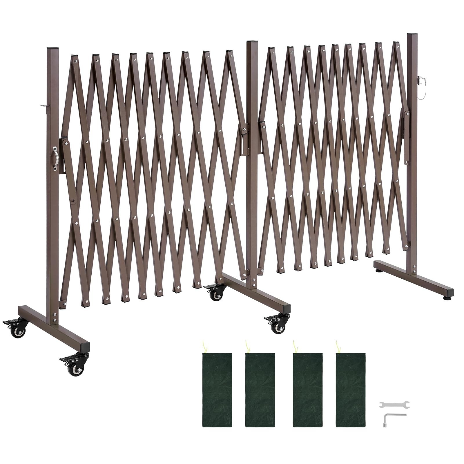 20FT Expandable Safety Barrier - Flexible Mobile Barricade with Locking Casters,