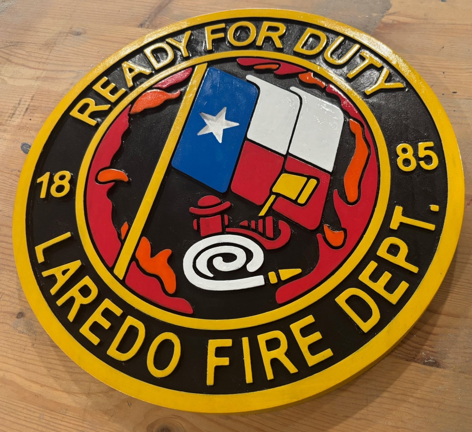 Fire Department Loredo 3D routed patch plaque sign Custom Carved